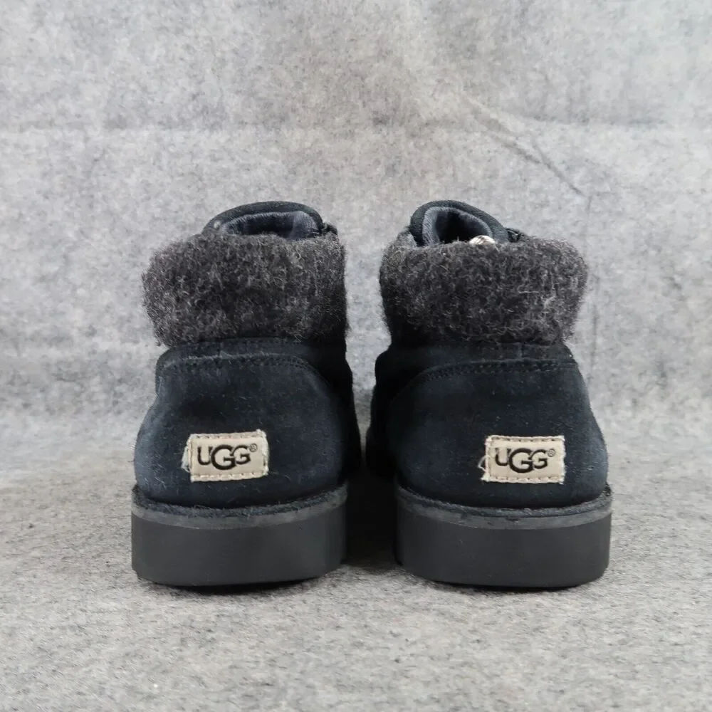 Ugg Shoes Kids 6 Boots Leather Winter Orin Wool Lace Up Black Comfort Casual Mid